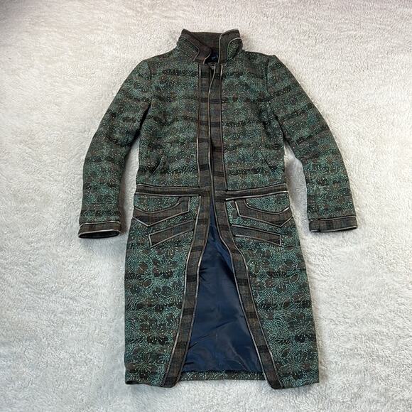 Custo Barcelona Y2K 2006 NWT Long wool blend plaid sparkle no zip coat, 42 or 8 - Picture 3 of 11